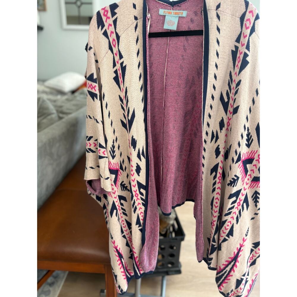 Women's Flying Tomato Large Poncho open Cardigan - Picture 2 of 5